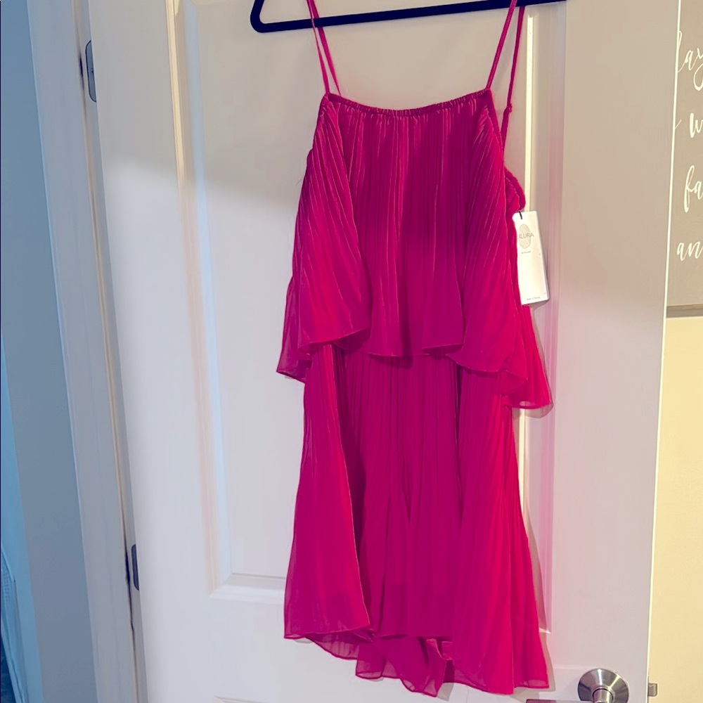 Vibrant Pink Pleated Dress